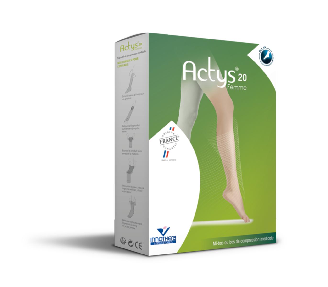 Actys 20 - Bas Autofixant Femme - Classe 2 - Taille 1_moins Normal - Noir