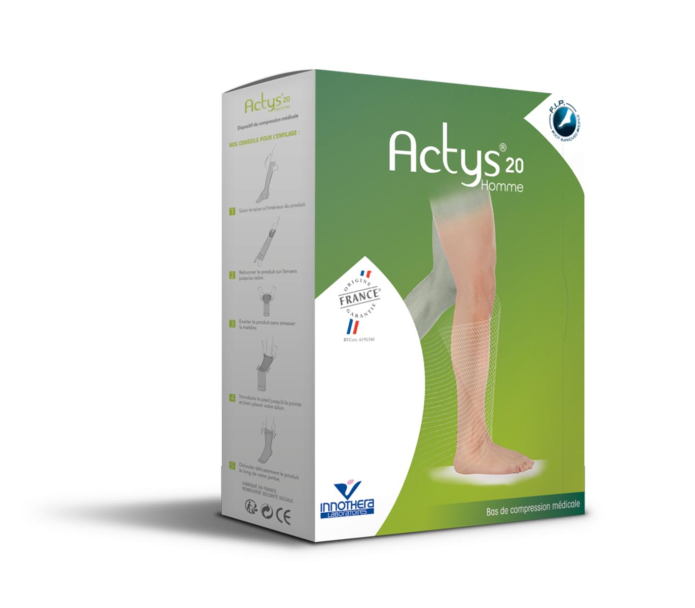 Actys 20 - Bas Autofixant Homme - Classe 2 - Taille 3_moins Long - Beige