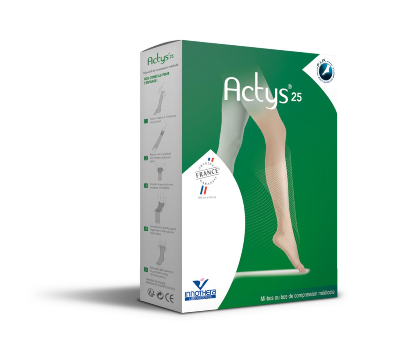 Actys 25 - Mi-bas Femme - Classe 3 - Taille 2_moins Normal - Beige Naturel