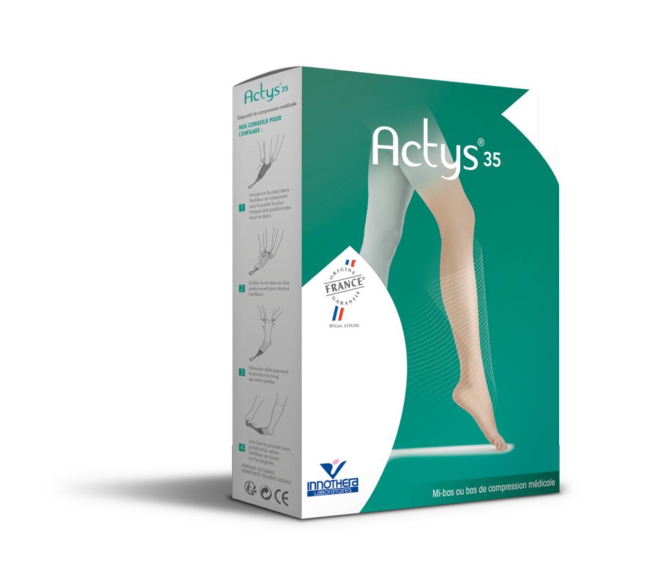 Actys 35 - Bas Autofixant Mixte Pied Ouvert - Classe 3 - Taille 3 Normal - Beige Naturel