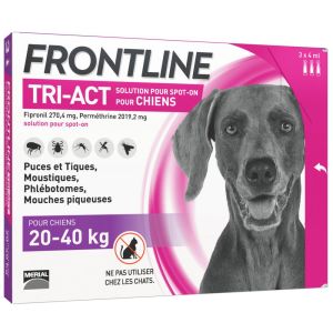 Frontline Tri-Act chien 20-40kg pipettes - 3 pipettes