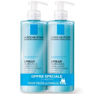 LOT*2 Lipikar SURGRAS Crème lavante anti-dessèchement 400ml