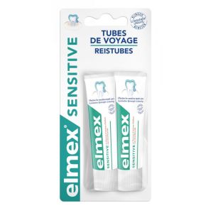 elmex®  Sensitive Original Dentifrices Tubes Voyages 0% Colorant 12ml x2