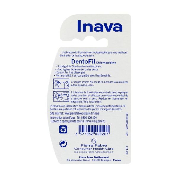 Inava DENTOFIL chlorhexidine - fil dentaire antibactérien 1 u