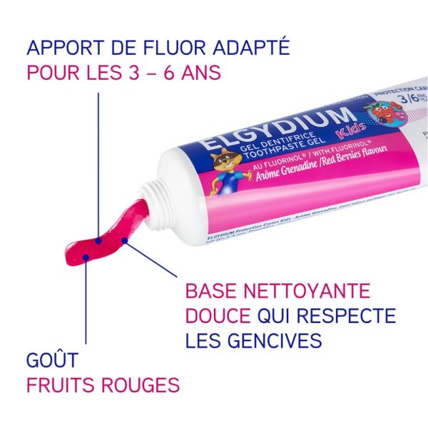 ELGYDIUM Kids Grenadine 3/6 ans - dentifrice enfant 50 ml