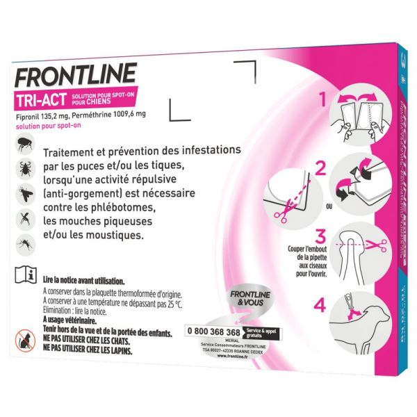 Frontline Tri-Act chien 10-20kg pipettes - 3 pipettes