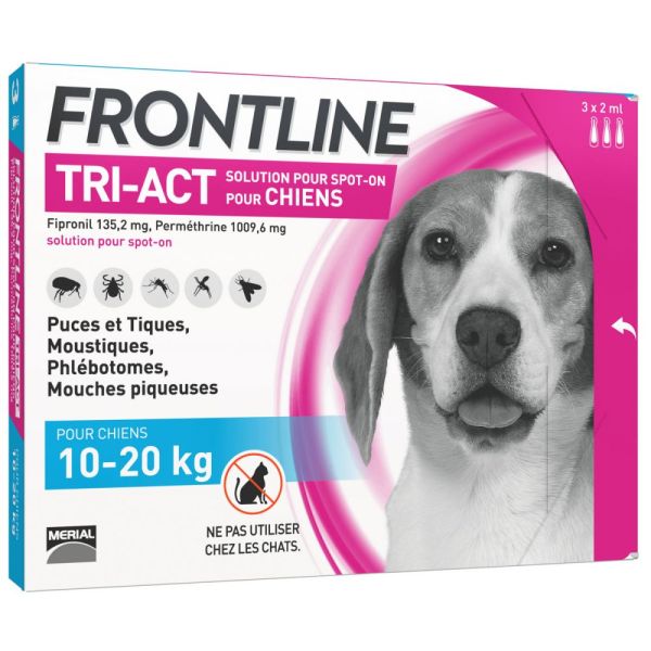 Frontline Tri-Act chien 10-20kg pipettes - 3 pipettes
