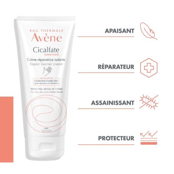 Cicalfate MAINS Crème réparatrice isolante Peaux très sèches, gercées et fendillées 100 ml