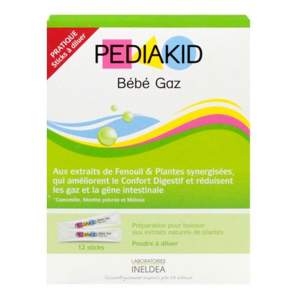 PEDIAKID Bébé Gaz - Dès 4 mois - 12 Sticks à Diluer