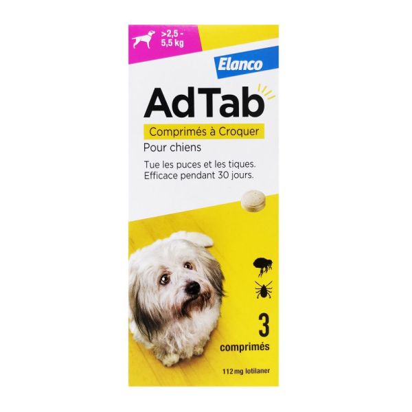 Adtab 112,5mg Chien 2,5-5,5kg - 3 Cpr