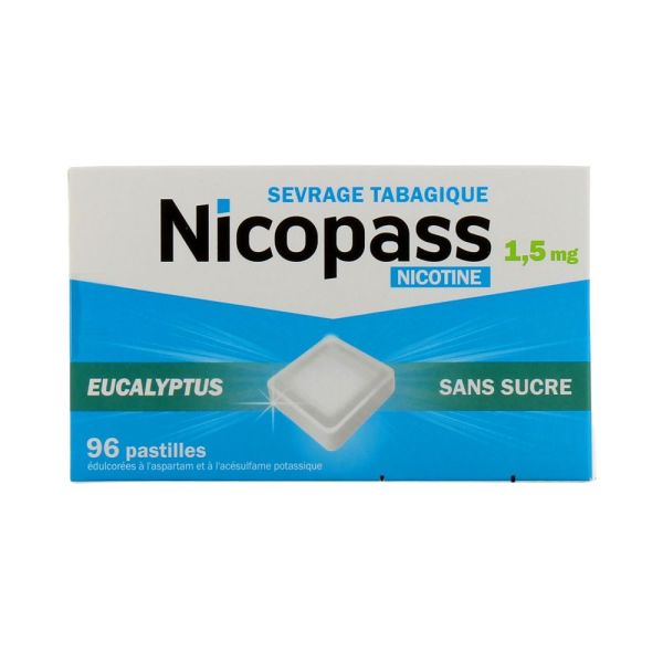 Nicopass 1,5mg S/s Eucalyptus - 96 pastilles