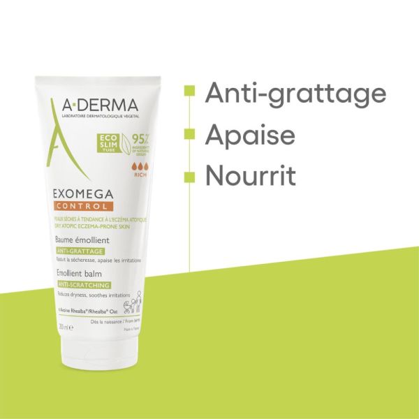 Exomega Control Baume émollient anti-démangeaisons Peaux sèches à tendance à l'eczéma atopique 200 ml