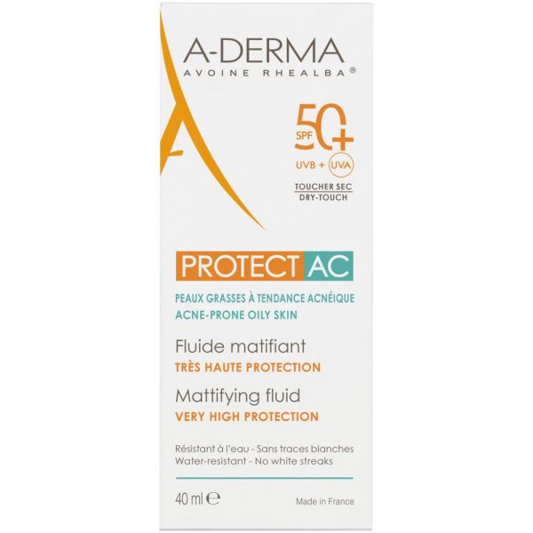 Fluide solaire visage matifiant SPF50+ PROTECT AC 40 ml