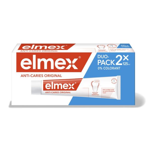 elmex® Anti-Caries Original Dentifrice 0% Colorant 2x125ml