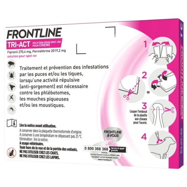 Frontline Tri-Act chien 20-40kg pipettes - 3 pipettes