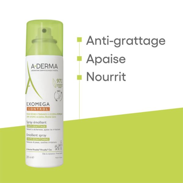 Exomega Control Spray émollient anti-grattage Peaux sèches à tendance à l'eczéma atopique 200 ml