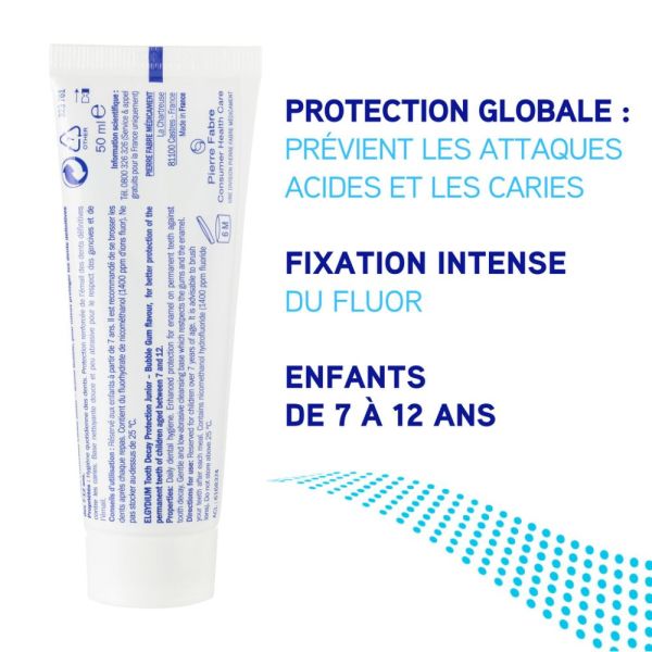 ELGYDIUM Junior Bubble 7/12 ans - dentifrice enfant 50 ml