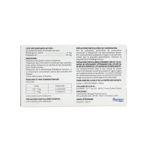 Milprazikan 4 mg/10 mg pour petit chat et chaton - 2 comprimés