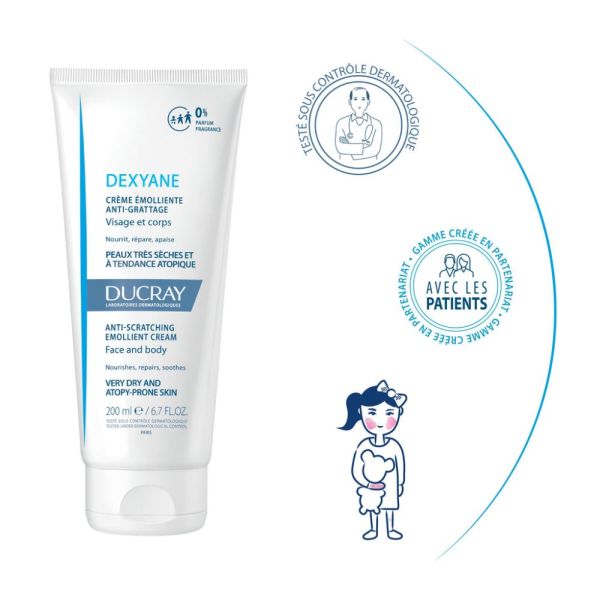 Dexyane - Crème émolliente anti-grattage peaux très sèches et à tendance atopique 200 ml