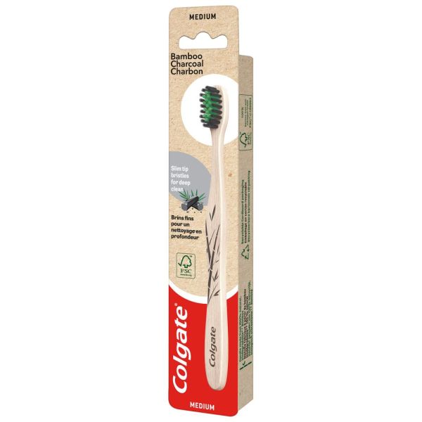 Brosse à dents Colgate Bambou avec Brins infusés au Charbon medium