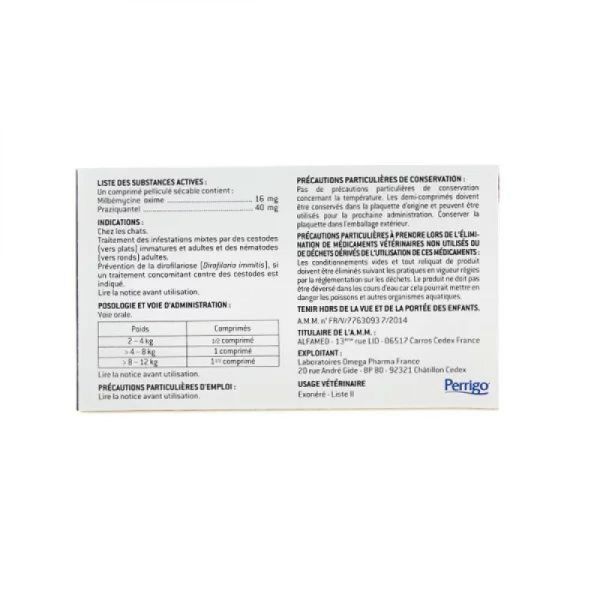 Milprazikan 16 mg/ 40 mg pour chat - 2 comprimés